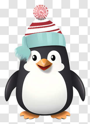 Penguin - Penguin Wearing Winter Hat Illustration Transparent PNG
