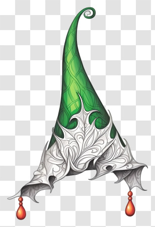 Green And White Hat - Whimsical Green Elf Hat Transparent PNG