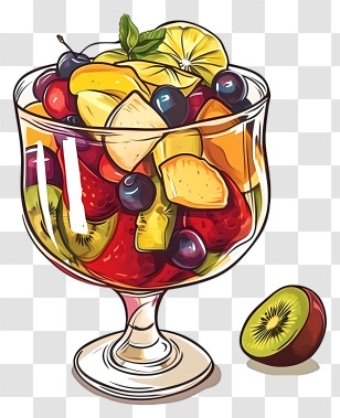 Berry Compote - Colorful Fruit Salad In A Glass Bowl Transparent PNG