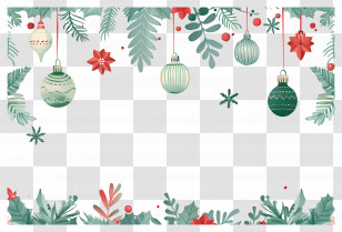 Christmas Background - Festive Border With Christmas Decorations Transparent PNG