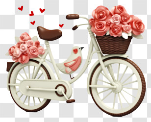 Cycling - Romantic Bicycle With Roses In Basket Transparent PNG