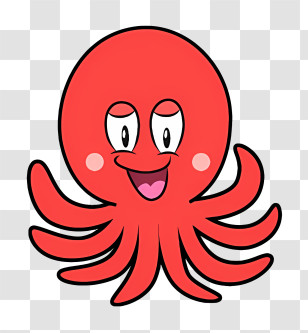Cartoon - Cute Red Octopus Cartoon Transparent PNG