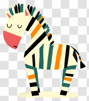 Rainbow Zebra - Striped Zebra Cartoon Transparent PNG