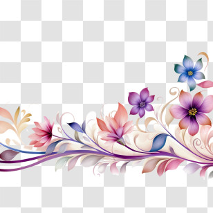 Flower Strip
 - Elegant Floral Design Transparent PNG