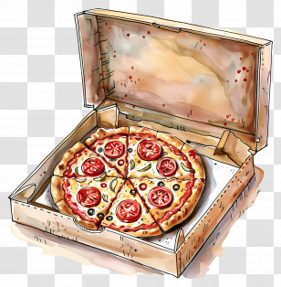 Pizza In Box - Delicious Pizza In A Takeout Box Transparent PNG