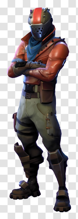 Fortnite - Character In Red And Blue Outfit With Helmet Transparent PNG