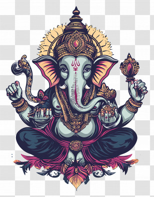 Hindu Deity Ganesha - Hindu Deity Ganesha Artistic Representation Transparent PNG