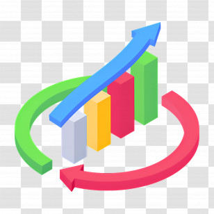 Growth Arrow - Colorful Growth And Progress Bar Chart Transparent PNG