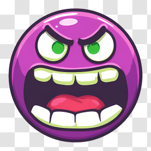 Fear Emoji - Angry Purple Emoji Transparent PNG