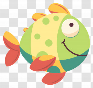 Kawaii Fish - Colorful Cartoon Fish Transparent PNG