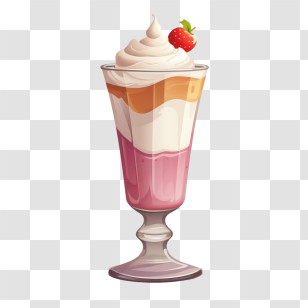 Milkshake - Layered Strawberry Parfait Dessert Transparent PNG
