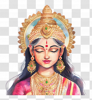 Mahalakshmi Vrata - Hindu Goddess Artistic Portrait Transparent PNG