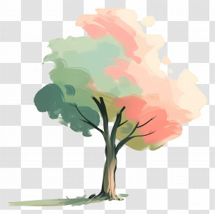 Tree - Colorful Watercolor Tree Design Transparent PNG