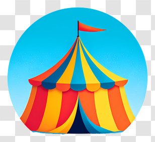 Tent Icon - Colorful Circus Tent Under Blue Sky Transparent PNG