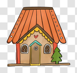 Gingerbread House - Adorable Cartoon House Illustration Transparent PNG