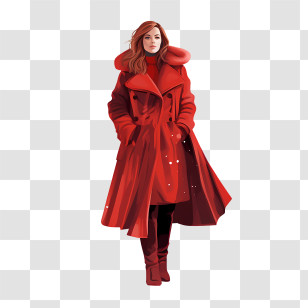 Winter Girl - Red Coat For Winter Fashion Transparent PNG