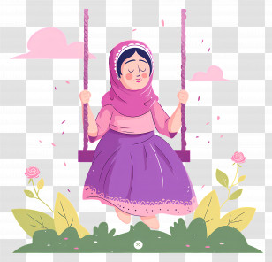 Happy Teej - Girl On A Swing In A Peaceful Garden Transparent PNG