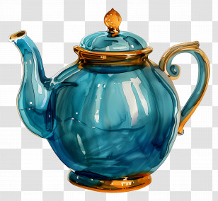 Teapot - Blue And Gold Ceramic Teapot Transparent PNG