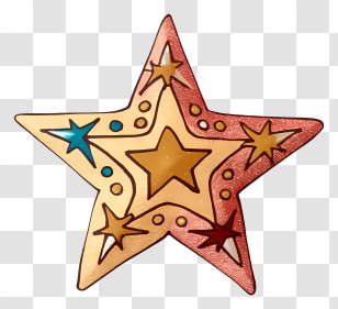 Golden Star - Colorful Decorative Cartoon Star Transparent PNG