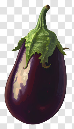 Eggplant Emoji - Realistic Purple Eggplant Illustration Transparent PNG