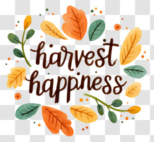 Harvest Happiness - Harvest Happiness With Autumn Leaves Transparent PNG