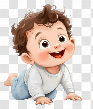 Baby Cartoon Character - Happy Crawling Baby Transparent PNG