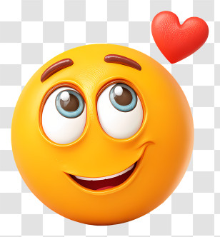 3d Love Emoji - Happy Emoji With Heart Transparent PNG