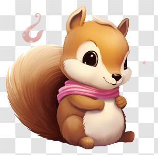 Cartoon Squirrel Baby - Cute Squirrel With Scarf Transparent PNG