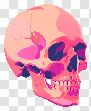 Skull - Pink And Orange Artistic Skull Illustration Transparent PNG