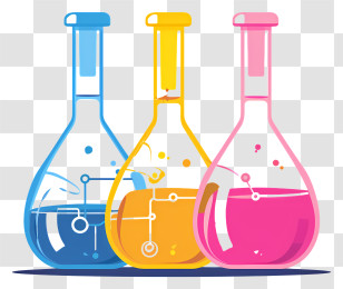 Laboratory Flasks - Colorful Laboratory Flasks Illustration Transparent PNG