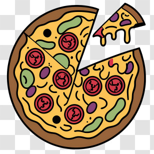 Cartoon Pizza - Colorful Pepperoni Pizza Illustration Transparent PNG