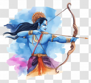Dussehra - Blue Archer With Bow And Arrow Transparent PNG