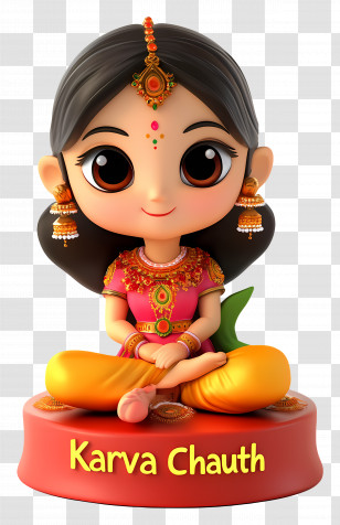 Karva Chauth - 3D Cartoon Girl For Karva Chauth Transparent PNG