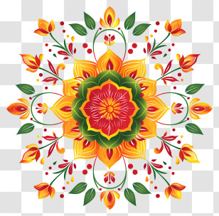 Diwali Flower Rangoli - Colorful Rangoli Design Transparent PNG