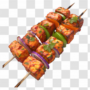 Paneer Tikka - Delicious Grilled Paneer Kebabs On Skewers Transparent PNG