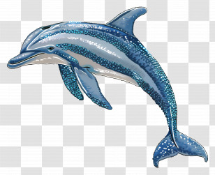 Dolphin - Blue Dolphin In Artistic Illustration Transparent PNG
