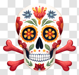 Sugar Skull With Crossbones - Decorative Sugar Skull For Day Of The Dead Transparent PNG