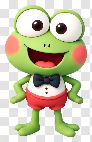 Keroppi - Green Frog Cartoon Character With Bowtie Transparent PNG
