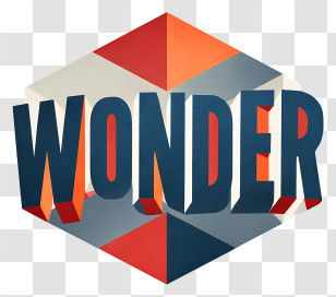 Wonder - Bold 3D WONDER Typography Logo Transparent PNG