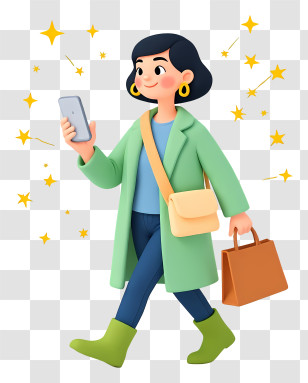 Black Friday Sale - Stylish Woman Shopping On Phone Transparent PNG