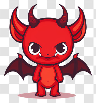 Devil - Cute Red Cartoon Devil Illustration Transparent PNG