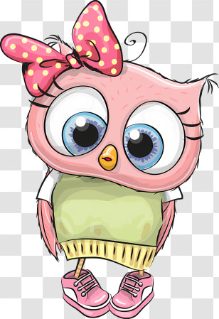Birds - Cute Owl With Bow Transparent PNG