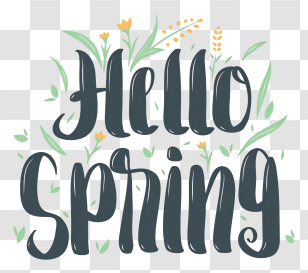 Hello Spring - Hello Spring Text With Floral Design Transparent PNG