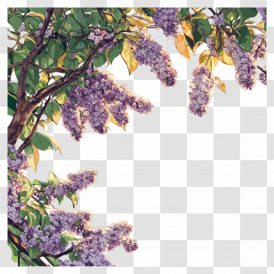 Lilac - Purple Flowers On Branch Transparent PNG