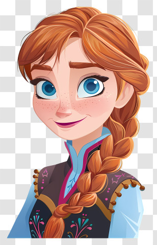 Frozen Anna Princess - Animated Girl With Braid Transparent PNG