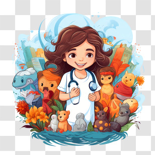 Child Health Day - Girl Caring For Animals Transparent PNG