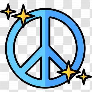 Peace Sign - Blue Peace Symbol With Star Accents Transparent PNG