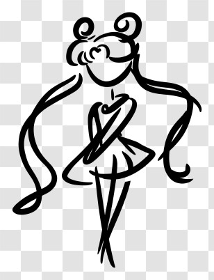 Sailor Moon Minimalist Outline - Stylized Figure Artistic Sketch Transparent PNG