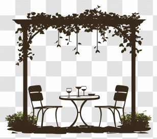 Outdoor Dining - Garden Pergola With Chairs And Table Transparent PNG