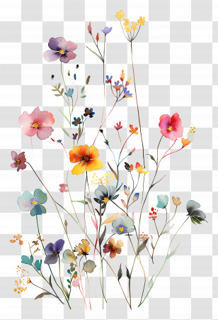 Tiny Flowers - Vibrant Colorful Flowers In Bloom Transparent PNG